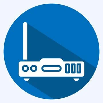Icon Router. suitable for Computer Components symbol. long shadow style. simp Stock Illustration