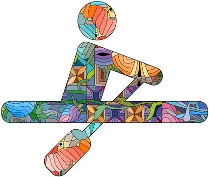 Icon ROWING in the style of abstract hand drawing. Ilustração Stock