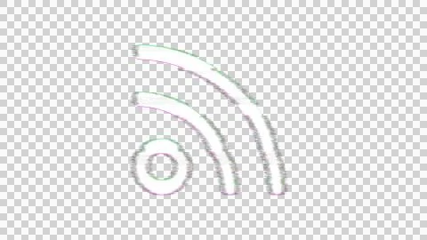 Icon rss is distorted. Glitch. Noise, chromatic aberration, geometric distortion Stock Illustration
