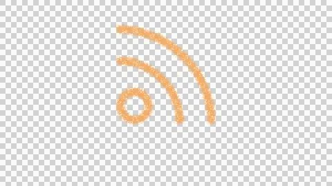 Icon rss is made of yellow grains of sand. Some grains of sand fall down. Stock Illustration