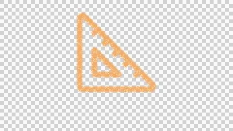Icon ruler triangle is made of yellow grains of sand. Some grains of sand fall Ilustração Stock