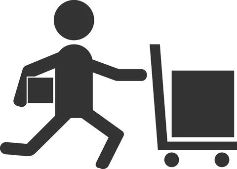 The icon of a running courier with a parcel. Stock Illustration