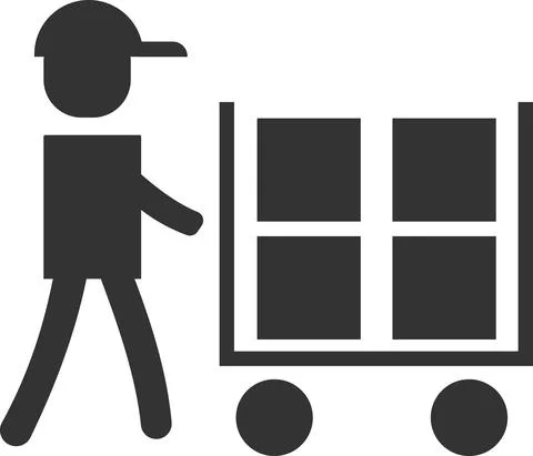 The icon of a running courier with a parcel. Stock Illustration