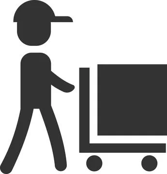 The icon of a running courier with a parcel. Stock Illustration