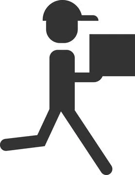 The icon of a running courier with a parcel. Stock-Illustration