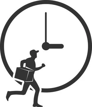 The icon of a running courier with a parcel. Stock Illustration