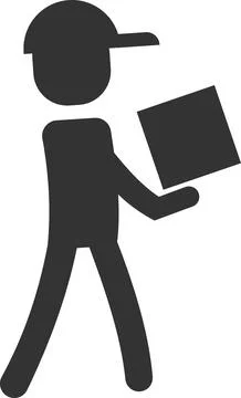 The icon of a running courier with a parcel. Stock Illustration