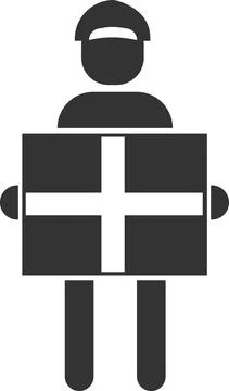 The icon of a running courier with a parcel. Stock Illustration