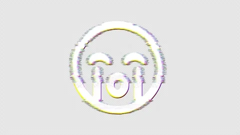 Icon sad cry is distorted. Glitch. Noise, chromatic aberration, geometric Stock Footage 304258184
