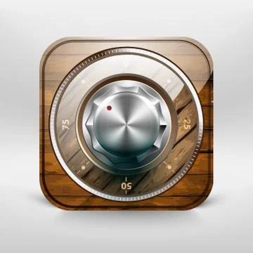 Icon. The safe with texture of a tree. Stock Illustration