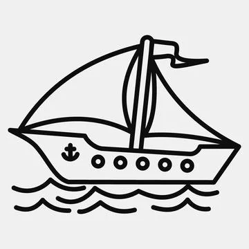 Icon sail ship. Transportation elements. Icons in line style. Good for prin.. Stock Illustration