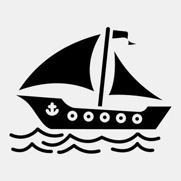 Icon sail ship. Transportation elements. Icons in glyph style. Good for pri.. Stock Illustration