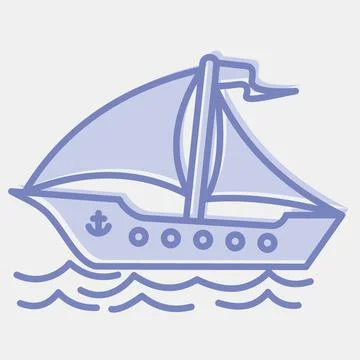 Icon sail ship. Transportation elements. Icons in two tone style. Good for .. Stock Illustration