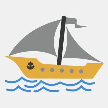 Icon sail ship. Transportation elements. Icons in flat style. Good for prin.. Stock Illustration