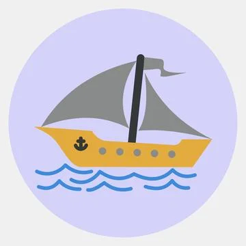Icon sail ship. Transportation elements. Icons in color mate style. Good fo.. Stock Illustration