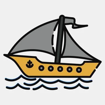 Icon sail ship. Transportation elements. Icons in filled line style. Good f.. Stock Illustration