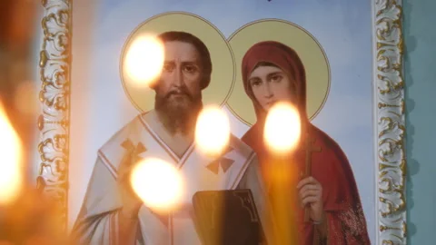 Icon of saints Stock Footage 241244129