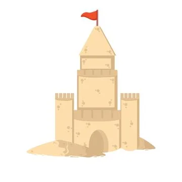 Icon sand castle flat vector Stock Illustration