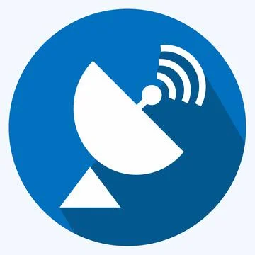 Icon Satellite Dish - Long Shadow Style,Simple illustration,Editable stroke Stock Illustration
