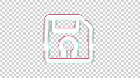 Icon save is distorted. Glitch. Noise, chromatic aberration, geometric Stock Illustration