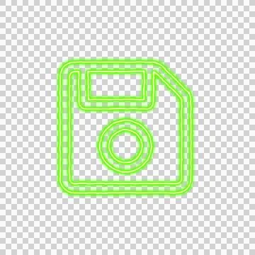 Icon save from the flow of energy of green color. Shimmering neon Stock Illustration