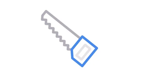 Icon  of a saw, symbolizing construction and mechanical processes. Stock Footage 334918442