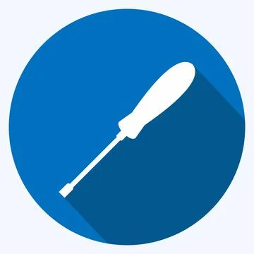Icon Screw Driver - Long Shadow Style - Simple illustration,Editable stroke Stock Illustration