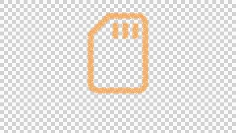 Icon sd card is made of yellow grains of sand. Some grains of sand fall down. Illustrazione stock