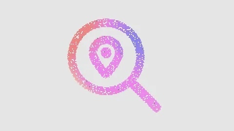 Icon search location is made up of LED square shapes that shimmer and flicker. Stock Footage 295249153