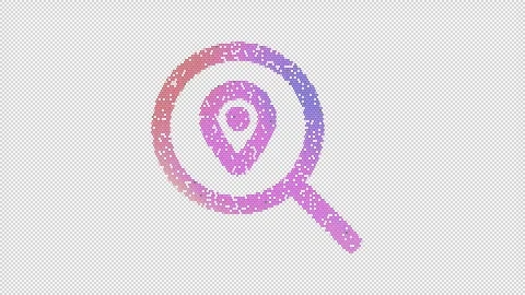 Icon search location is made up of LED square shapes that shimmer and flicker. Stock Footage 295250966