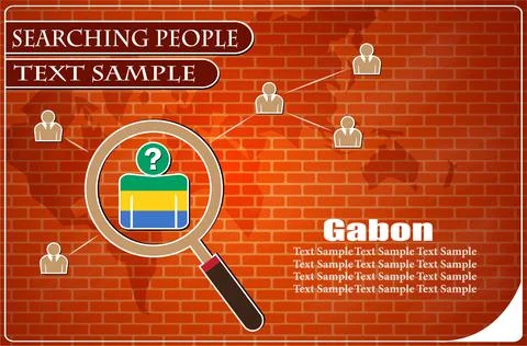 Icon in search of people made from the flag of Gabon, vector illustration Stock Illustration