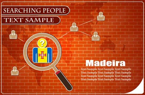 Icon in search of people made from the flag of Madeira, vector illustration Stock Illustration