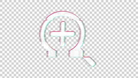 Icon search plus is distorted. Glitch. Noise, chromatic aberration, geometric 스톡 일러스트