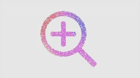 Icon search plus is made up of LED square shapes that shimmer and flicker. There Video stock 295250084