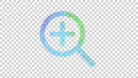 Icon search plus is made up of LED square shapes. There are bright diodes and Stock-Illustration
