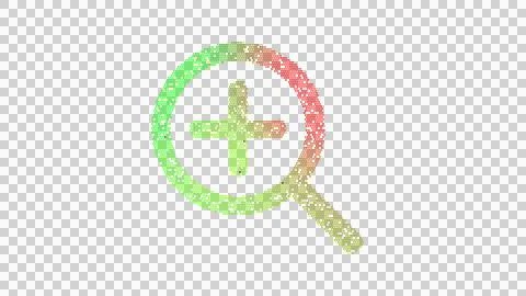 Icon search plus is made up of LED square shapes. There are bright diodes and Stock Illustration
