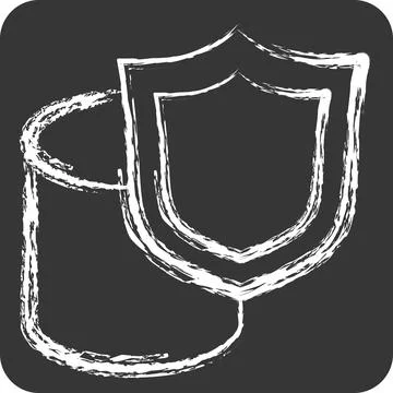 Icon Secure Data Storage. related to Cryptocurrency symbol. chalk Style イラスト素材