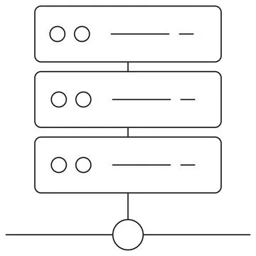 Icon of a server stack with three connected rectangular units Stock Illustration