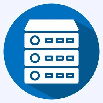 Icon Server. suitable for Computer Components symbol. long shadow style. simp Stock Illustration