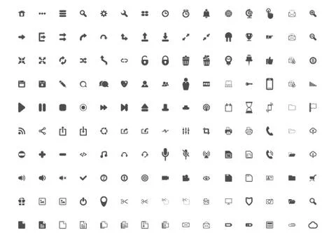 Icon. Set of 150 common web and mobile icons. Flat vector. Stock Illustration