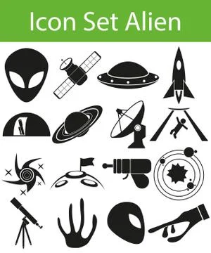 Icon Set Aliens Stock Illustration