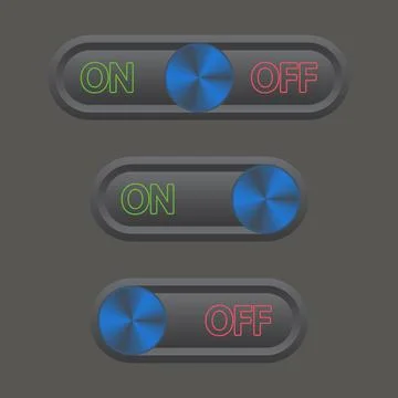 Icon set On and Off Toggle switch button Illustrazione stock