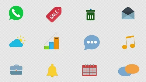 Icon set animation with alpha channel for video editing project Stock Footage 185448607