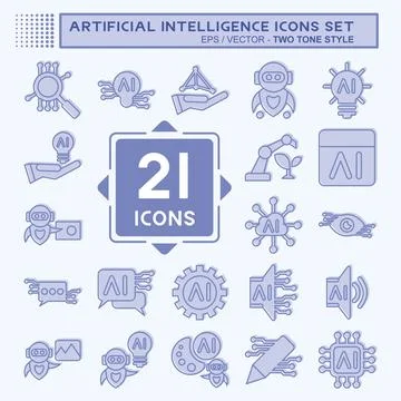 Icon Set Artificial Intelligence. related to Artificial Intelligence symbol.. Stock Illustration
