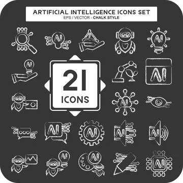Icon Set Artificial Intelligence. related to Artificial Intelligence symbol.. Stockillustratie