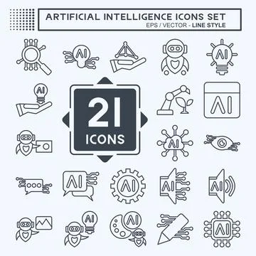 Icon Set Artificial Intelligence. related to Artificial Intelligence symbol.. Stock Illustration