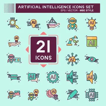 Icon Set Artificial Intelligence. related to Artificial Intelligence symbol.. Stock Illustration