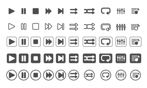Icon set of audio player buttons Illustrazione stock