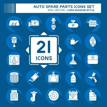 Car Icon, Colorful Long Shadow Iconpack