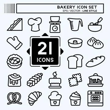 Icon Set Bakery. suitable for Bakery symbol. line style. simple design editab Stock Illustration